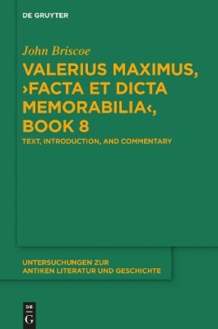 Cover of Valerius Maximus, >Facta et dicta memorabilia<, Book 8