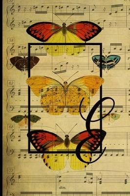 Book cover for Letter "E" - Monogram Butterfly Music Journal - Blank Score Sheets