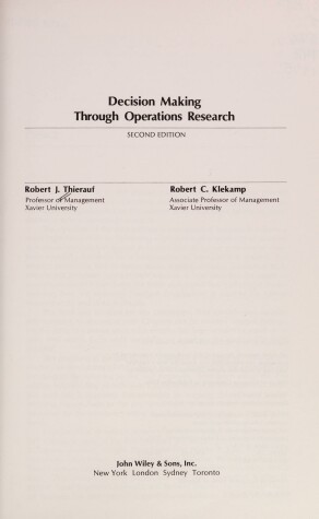 Cover of Decision Making Through Operations Research