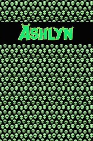 Cover of 120 Page Handwriting Practice Book with Green Alien Cover Ashlyn