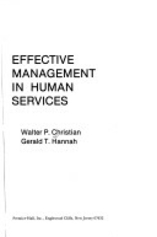 Cover of Effective Management in Human Services