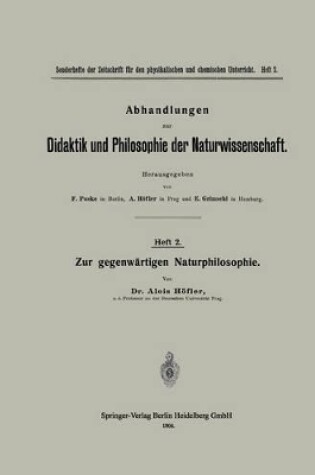 Cover of Zur Gegenwartigen Naturphilosophie