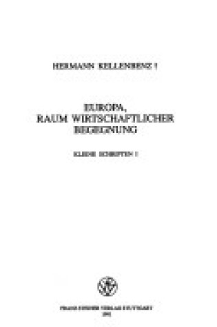 Cover of Kleine Schriften I