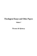 Book cover for Theological Essays and Other Papers, V1