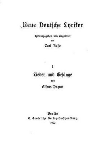 Cover of Lieder Und Gesänge