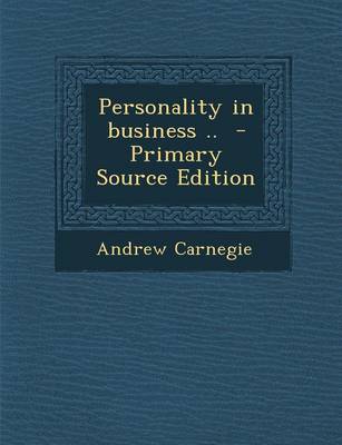 Book cover for Personality in Business .. - Primary Source Edition