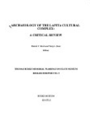 Cover of Archaeology of the Lapita Cultural Complex