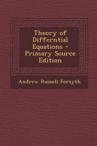 Cover of Theory of Differntial Equations - Primary Source Edition