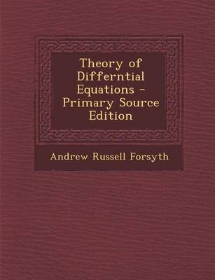 Book cover for Theory of Differntial Equations - Primary Source Edition