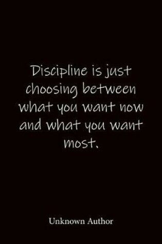 Cover of Discipline is just choosing between what you want now and what you want most. Unknown Author