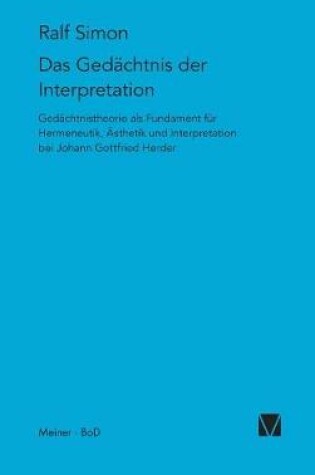 Cover of Gedachtnis der Interpretation