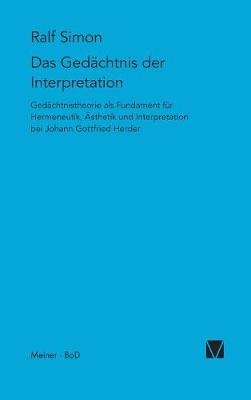 Book cover for Gedachtnis der Interpretation