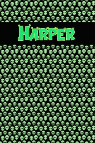 Cover of 120 Page Handwriting Practice Book with Green Alien Cover Harper