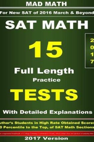 Cover of 2017 New SAT Math 15 Tests