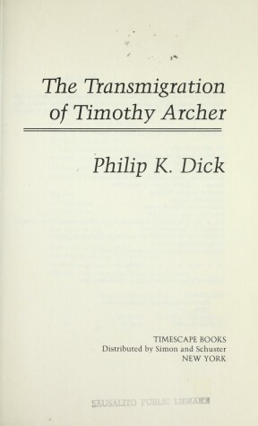 Book cover for The Transmigration of Timothy Archer