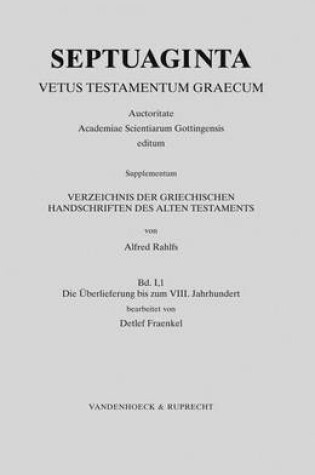 Cover of Verzeichnis Der Griechischen Handschriften Des Alten Testaments