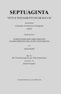 Book cover for Verzeichnis Der Griechischen Handschriften Des Alten Testaments