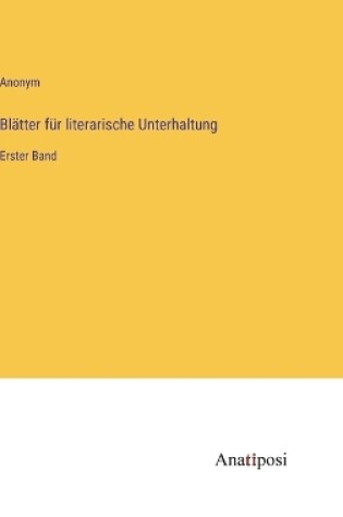 Cover of Blätter für literarische Unterhaltung