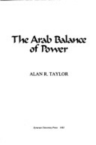 Cover of The Arab Balance of Power