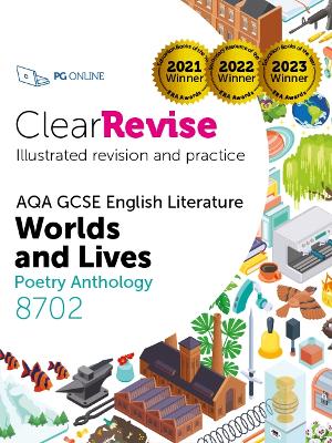 Book cover for ClearRevise AQA GCSE English Literature 8702; Worlds and Lives Poetry Anthology