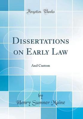 Book cover for Dissertations on Early Law