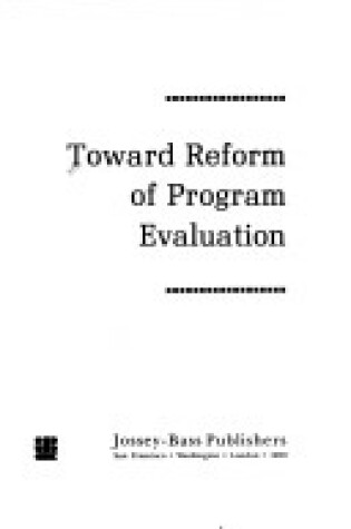 Cover of Toward Reform of Programme Evaluation