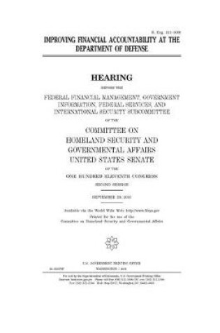 Cover of Improving financial accountability at the Department of Defense