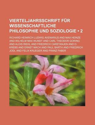 Book cover for Vierteljahrsschrift Fur Wissenschaftliche Philosophie Und Soziologie (2)
