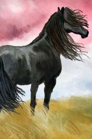 Cover of Gorgeous Black Horse on a Windy Day Watercolor Illustration Journal