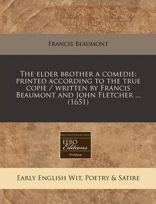 Book cover for The Elder Brother a Comedie