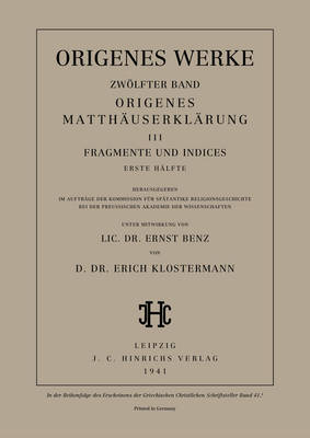 Cover of Werke, Band 12/1, Origenes Matthauserklarung III