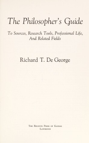Cover of A Philosopher's Guide to Sources, Research Tools, Professional Life and Related Fields