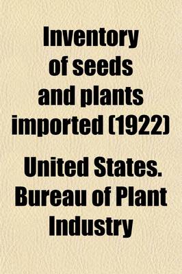 Book cover for Inventory of Seeds and Plants Imported Volume 58