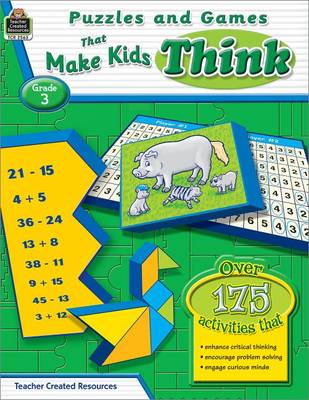 Book cover for Puzzles and Games That Make Kids Think, Grade 3