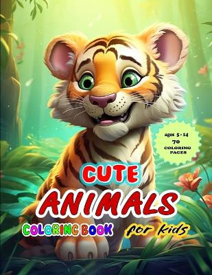 Book cover for cute animals coloring book for kids