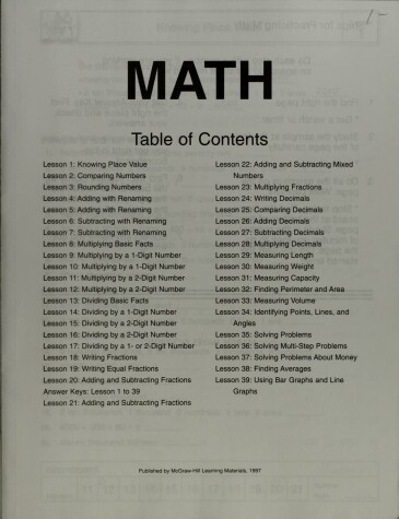 Book cover for Math Grade 5