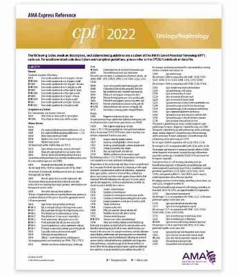 Book cover for CPT Express Reference Coding Card 2022: Urology/Nephrology