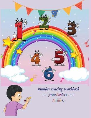 Book cover for number tracing workbook for preschoolers and toddlers