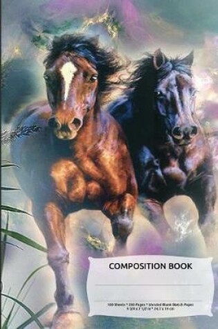 Cover of Wild Horses Composition Notebook, Unruled Blank Sketch Paper