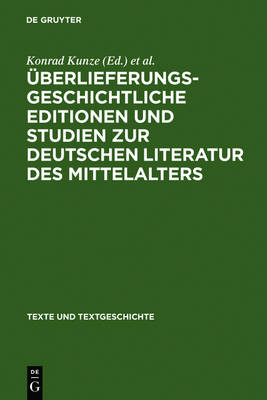 Cover of UEberlieferungsgeschichtliche Editionen Und Studien Zur Deutschen Literatur Des Mittelalters