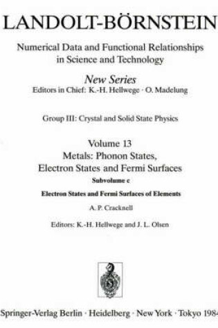 Cover of Electron States and Fermi Surfaces of Elements / Elektronenzustande Und Fermiflachen Von Elementen