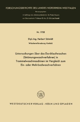 Cover of Untersuchungen �ber das Durchlaufwaschen (Str�mungswaschverfahren) in Trommelwaschmaschinen im Vergleich zum Ein- oder Mehrbadwaschverfahren