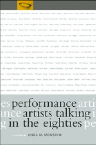 Cover of Performance Artists Talking in the Eighties