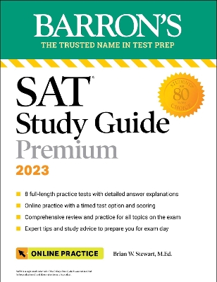 Book cover for SAT Study Guide Premium, 2023: 8 Practice Tests + Comprehensive Review + Online Practice