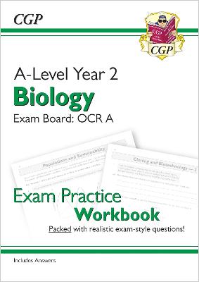Book cover for A-Level Biology: OCR A Year 2 Exam Practice Workbook - includes Answers (For exams in 2024)