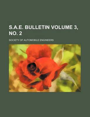 Book cover for S.A.E. Bulletin Volume 3, No. 2