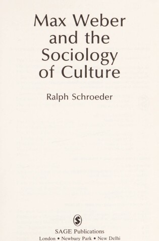 Cover of Max Weber and the Sociology of Culture