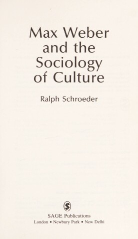 Cover of Max Weber and the Sociology of Culture