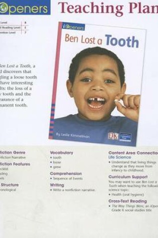 Cover of Ben Lost a Tooth Teaching Plan, Grade K