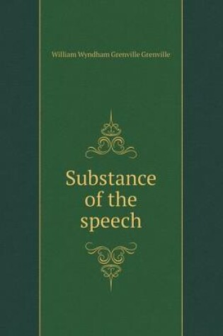 Cover of Substance of the speech